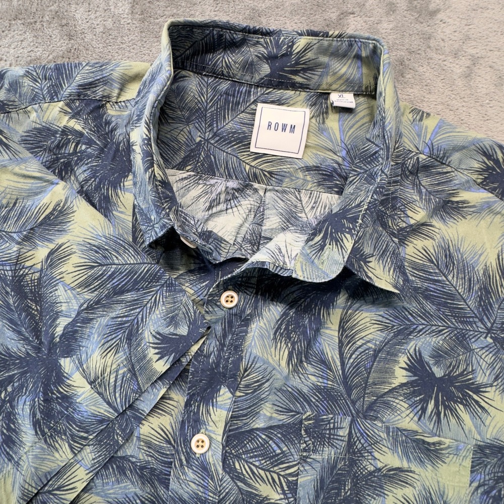 ROWM‎ Palm Tree Print Button Up Short Sleeve Casual Shirt XL